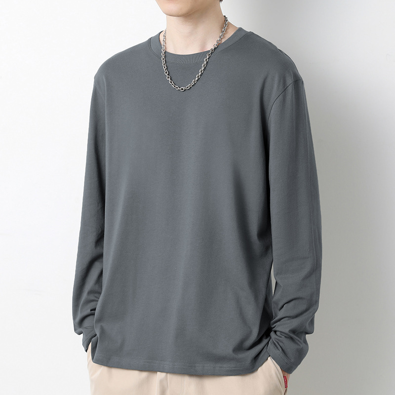 六色潮流圓領套頭百搭長袖T恤