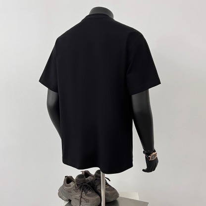 重磅純棉圓領印花大碼休閒情侶短袖T恤