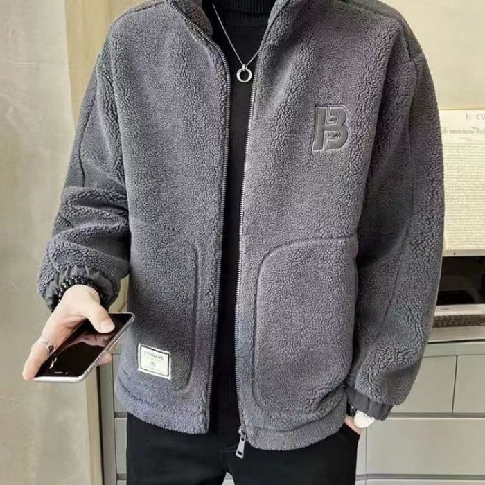 立領潮流休閑刷毛加厚羊羔絨夹克外套