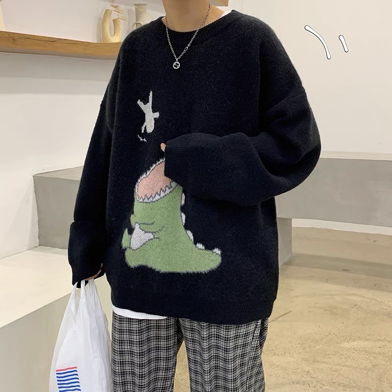 小恐龍日系清新港風學院寬鬆慵懶風針織毛衣