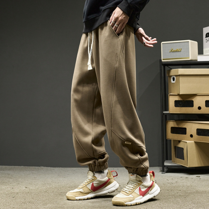 刷毛重磅美式嘻哈字母束腳寬鬆加厚運動褲