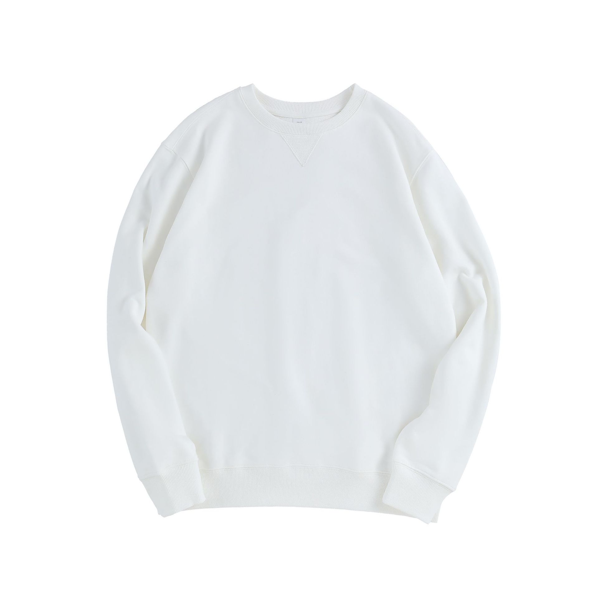 加厚重磅精梳棉圓領倒三角休閒長袖T恤