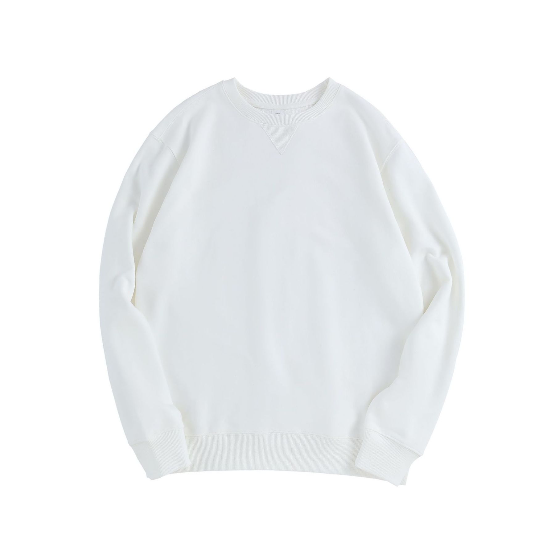 加厚重磅精梳棉圓領倒三角休閒長袖T恤