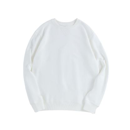 加厚重磅精梳棉圓領倒三角休閒長袖T恤