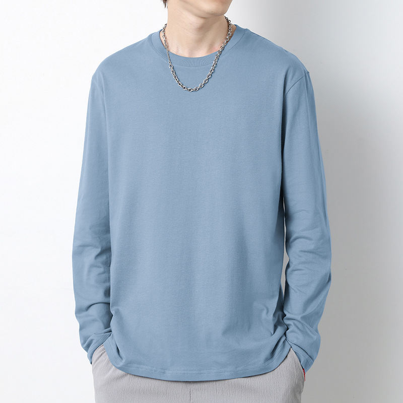 六色潮流圓領套頭百搭長袖T恤