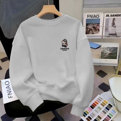 純棉寬鬆百搭素色休閒打底圓領長袖T恤