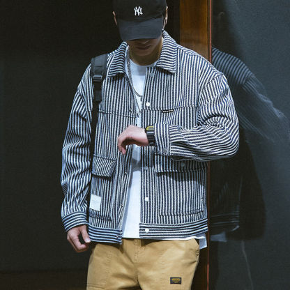 巨顯瘦修身百搭痞帥大口袋寬鬆襯衫外套