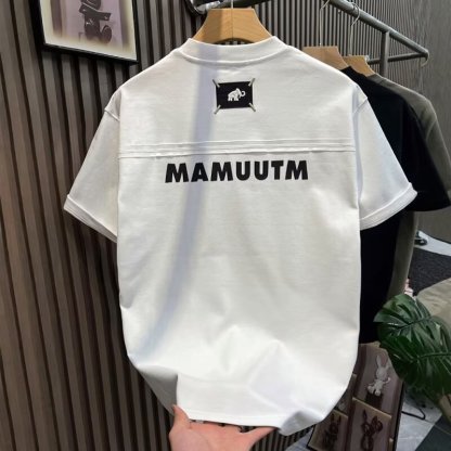 @美式字母刺繡時尚圓領休閒寬鬆百搭短袖