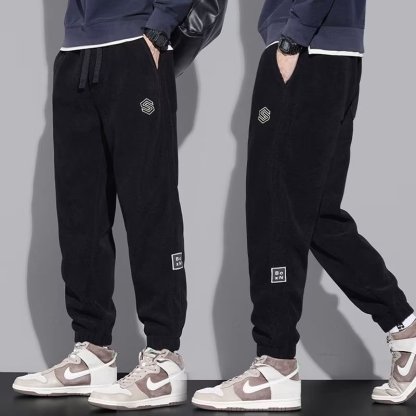 刷毛加厚運動寬鬆休閒燈芯絨束腳褲