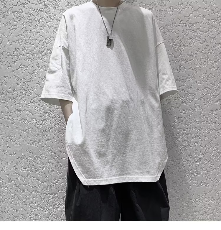 純色開叉百搭寬鬆打底衫T恤上衣