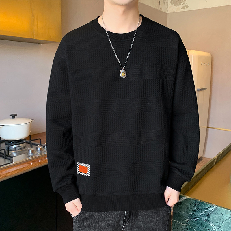 潮流提花布圓領羅紋長袖衛衣