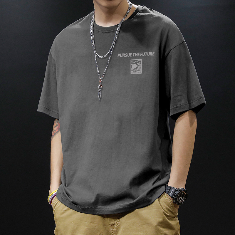 多色親膚圓領印花潮流短袖T恤