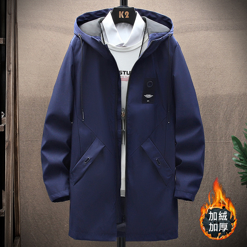 潮流中長款連帽休閒百搭長袖風衣