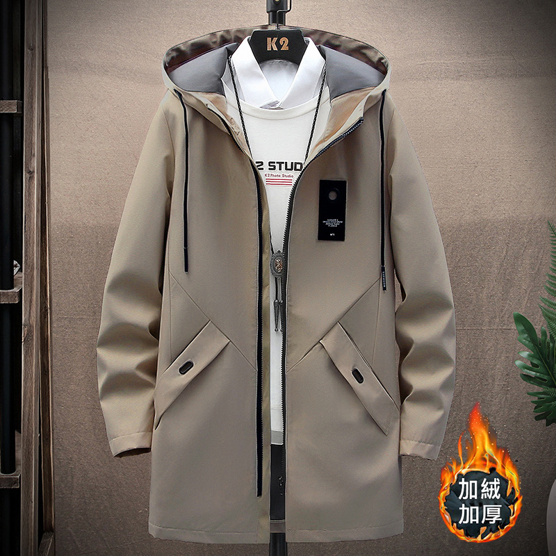 潮流中長款連帽休閒百搭長袖風衣