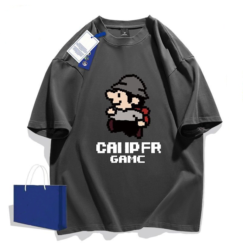 美式重磅百搭圓領純棉寬鬆印花短袖