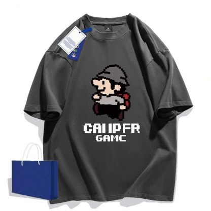 美式重磅百搭圓領純棉寬鬆印花短袖