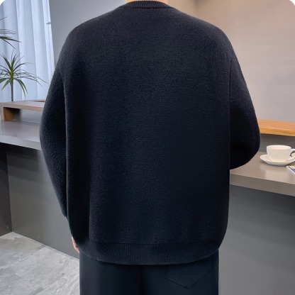 高級感寬鬆針織開衫棒球領慵懶風毛衣外套