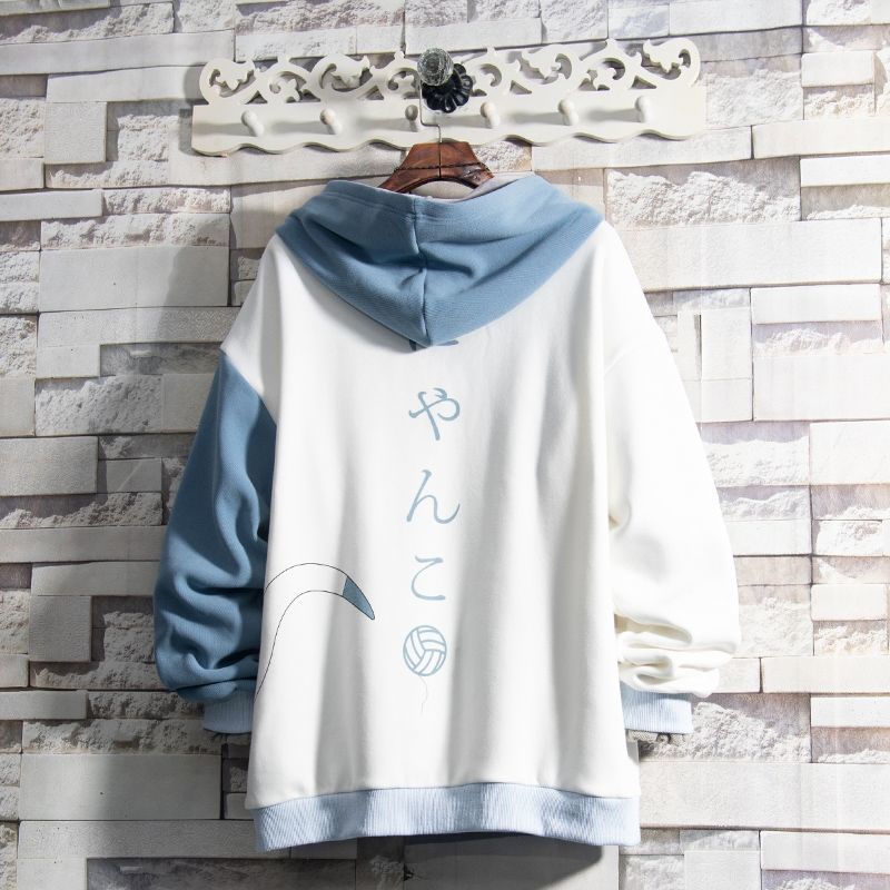 貓咪連帽拼色ins百搭潮流衛衣