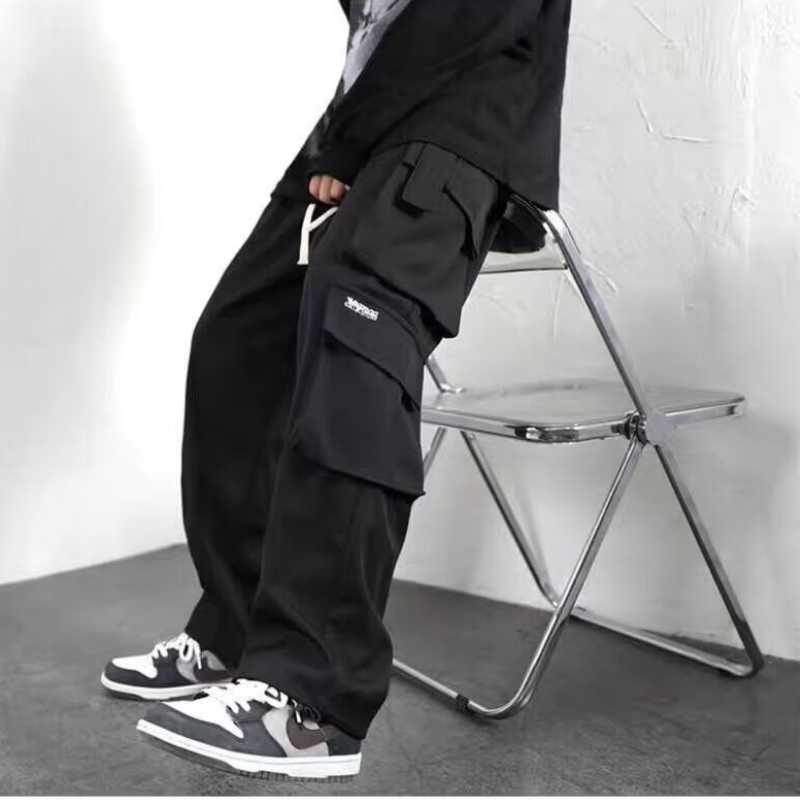 美式休閒直筒薄款口袋寬鬆大碼運動百搭工裝褲
