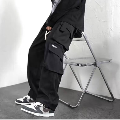 美式休閒直筒薄款口袋寬鬆大碼運動百搭工裝褲