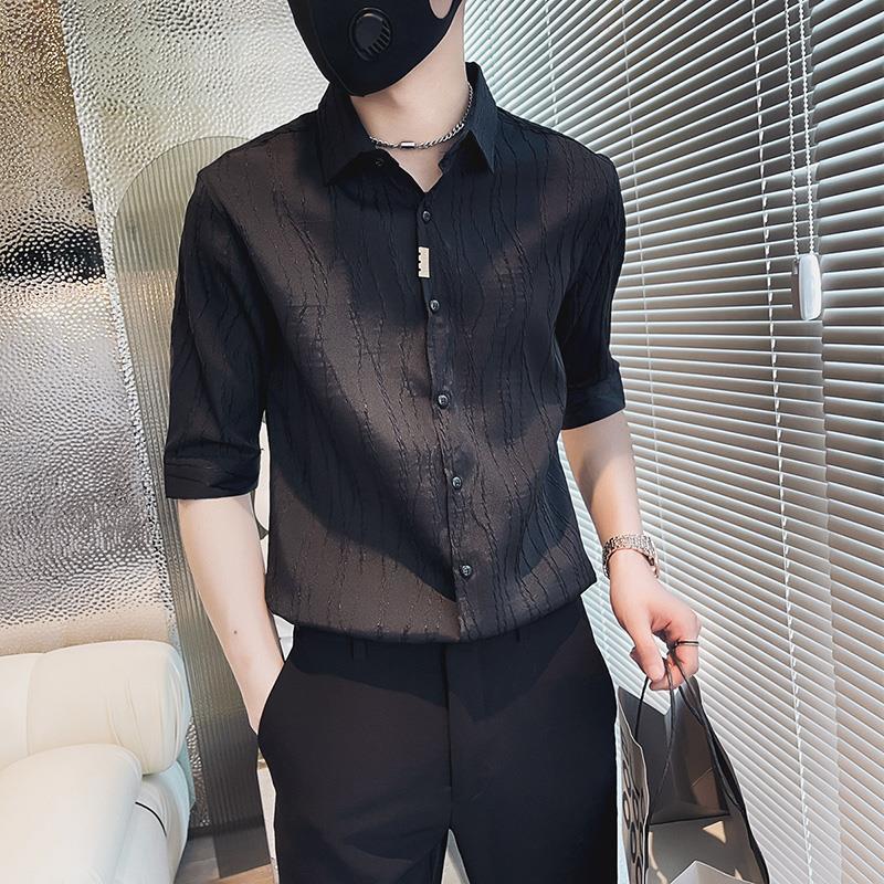 【單件/套裝】痞帥高級感冰絲短袖襯衫+百搭休閑西褲兩件套