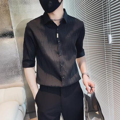 【單件/套裝】痞帥高級感冰絲短袖襯衫+百搭休閑西褲兩件套