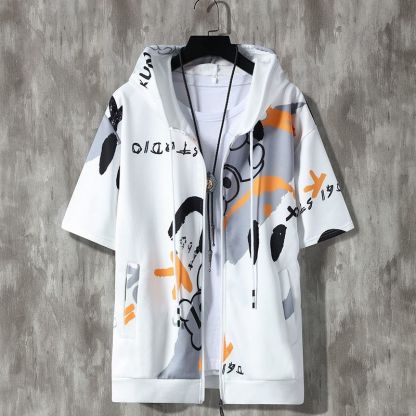 潮流拉鏈外套運動休閒連帽衛衣短袖