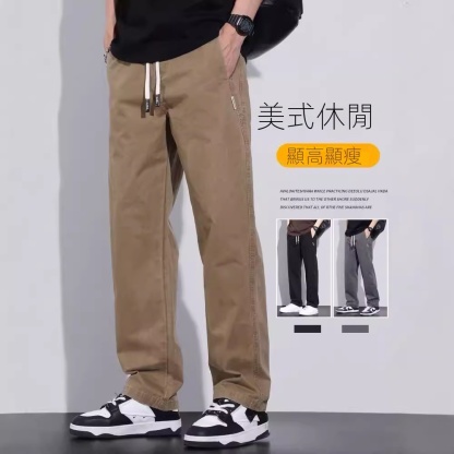 美式復古休閒寬鬆直筒運動時尚工裝褲