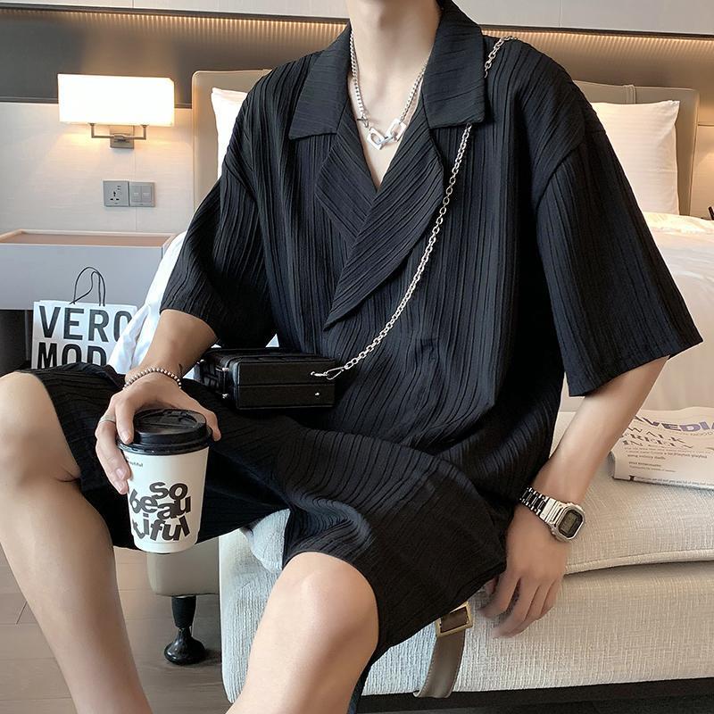 【套裝】高級感帥氣寬鬆休閒短袖短褲兩件套裝