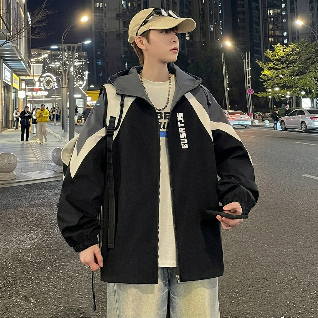 @潮流百搭連帽夾克鬆薄款帥氣外套