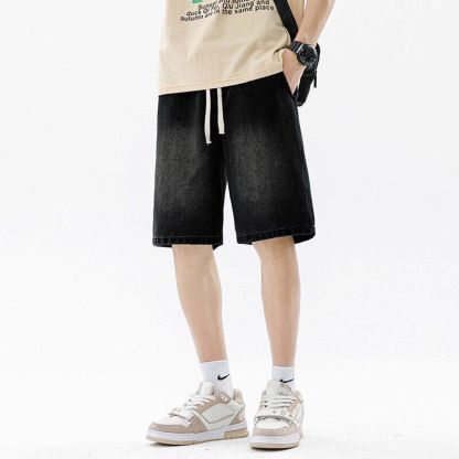 漸變直筒牛仔褲寬鬆休閒五分褲