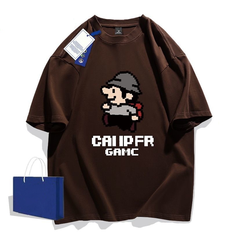 美式重磅百搭圓領純棉寬鬆印花短袖