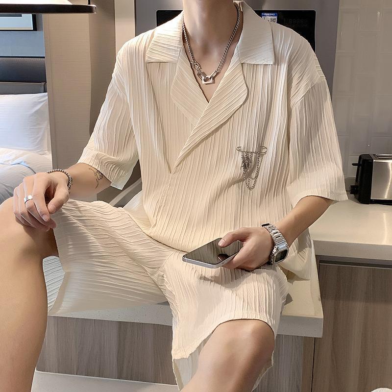 【套裝】高級感帥氣寬鬆休閒短袖短褲兩件套裝