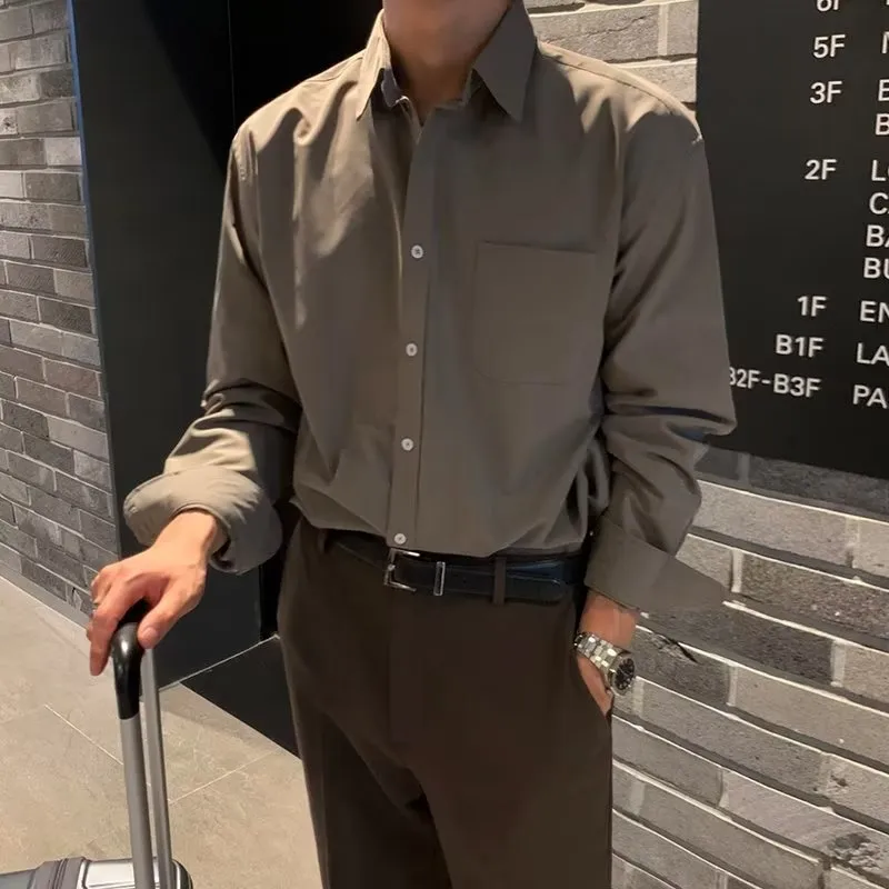 【單件/套裝】高級感長袖襯衫+黑色西裝褲兩件套裝-NitSoon