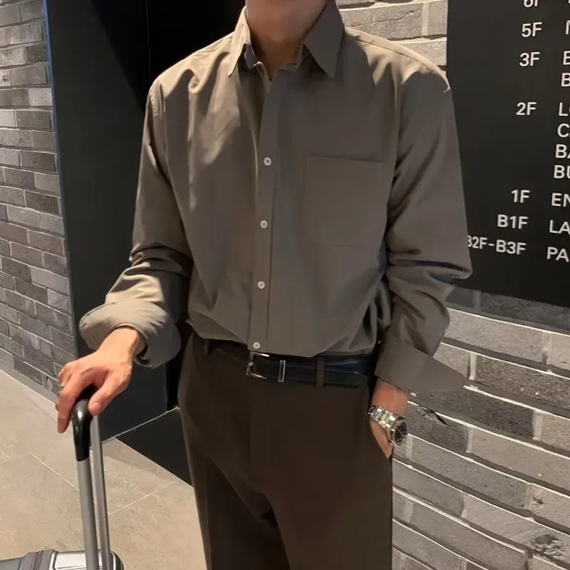 【單件/套裝】高級感長袖襯衫+黑色西裝褲兩件套裝-NitSoon