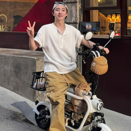 亨利領螺紋華夫格韓版透氣休閒百搭時尚短袖t恤