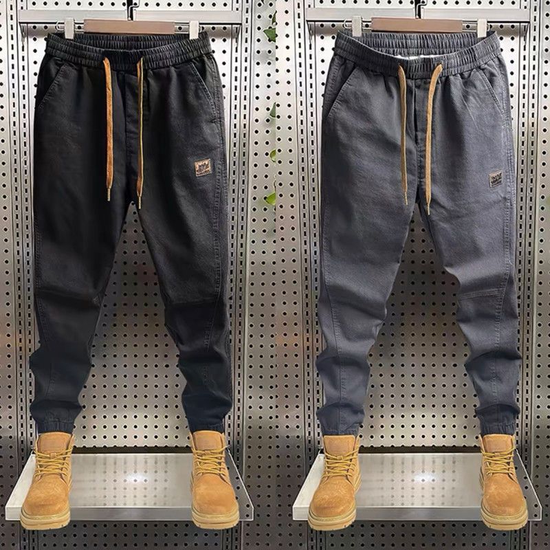 寬鬆大碼休閒百搭束腳運動工裝褲