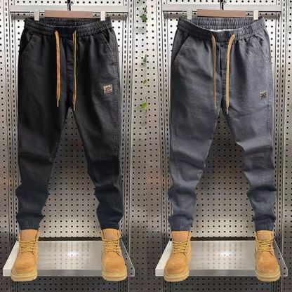 寬鬆大碼休閒百搭束腳運動工裝褲