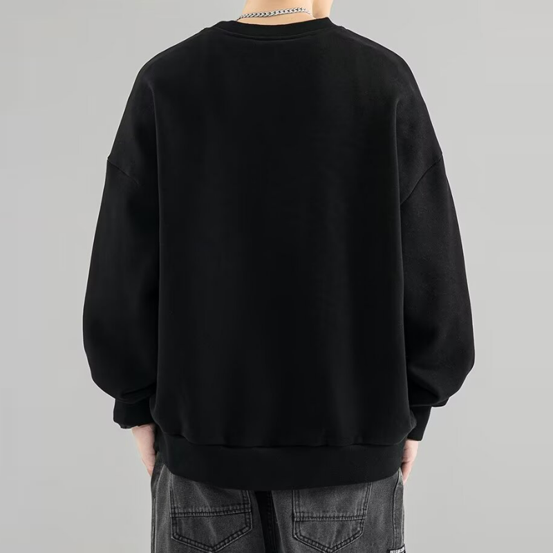 圓領刷毛打底衫寬鬆大碼加厚印花長袖T恤