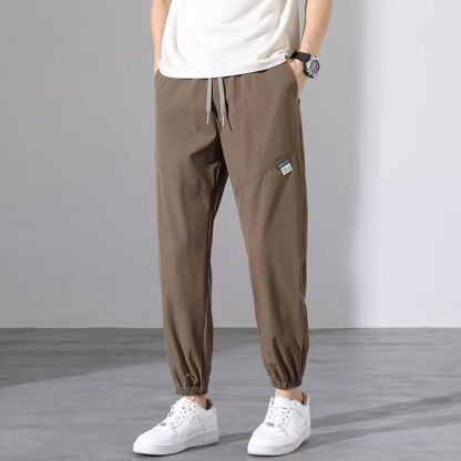 薄款冰絲休閒寬鬆透氣潮流運動休閒九分束腳褲