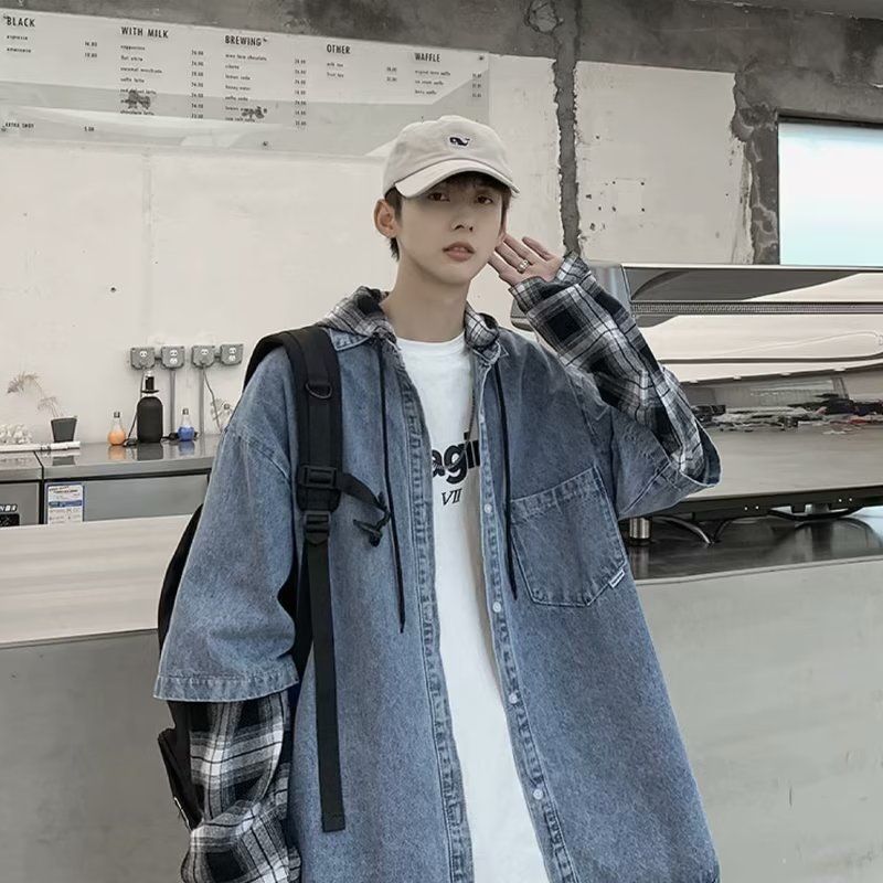 設計感寬鬆痞帥炸街翻領夾克潮牌牛仔外套