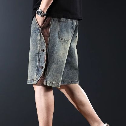 美式復古直筒闊腿薄款寬鬆休閒牛仔短褲