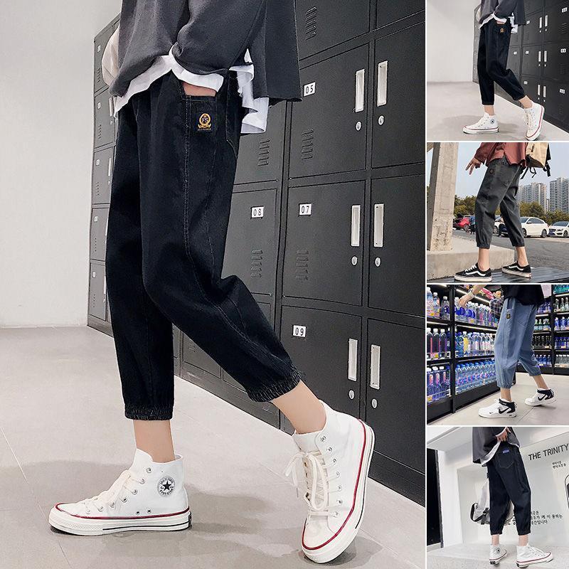 薄款韓版潮流寬鬆直筒休閒七分牛仔褲