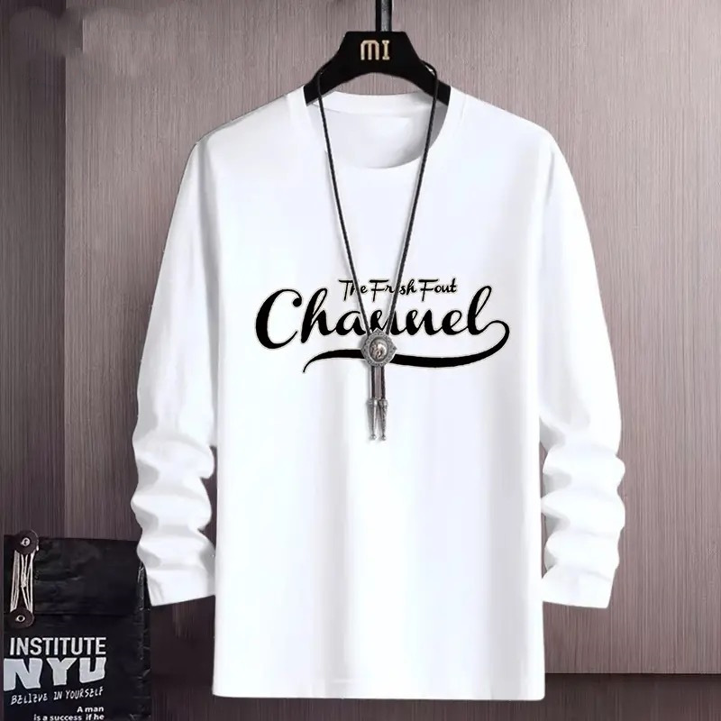 大碼韓版打底衫印花寬鬆休閑圓領長袖t恤