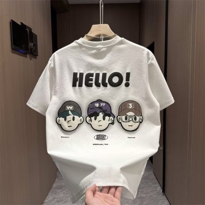 潮流休閒寬鬆韓版圓領印花短袖T恤