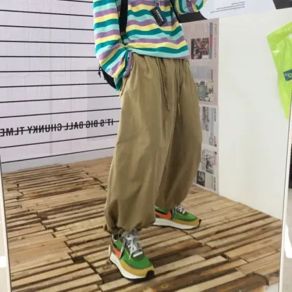 韓國ulzzang復古街頭日系工裝寬鬆闊腿燈籠褲