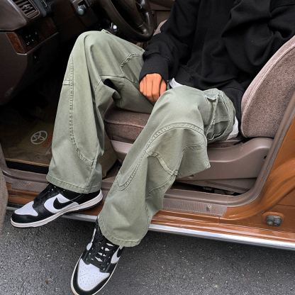 美式復古潮流ins直筒寬鬆休閒闊腿工裝褲