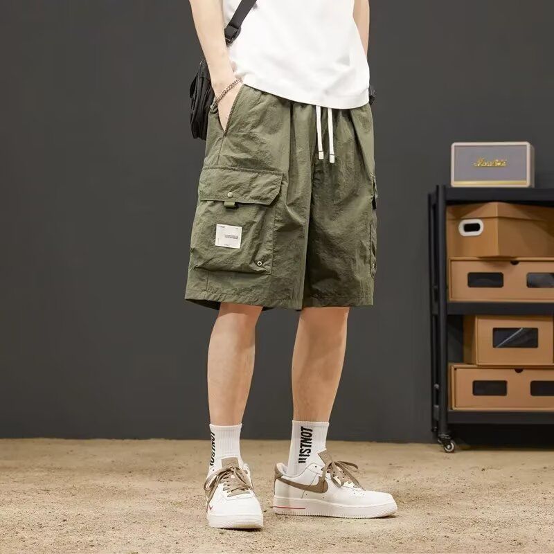 大口袋薄款寬鬆五分速乾工裝短褲