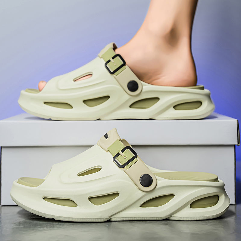 新款厚底EVA拖鞋男款夏季日常外穿百搭一字拖潮流網紅踩屎感涼拖