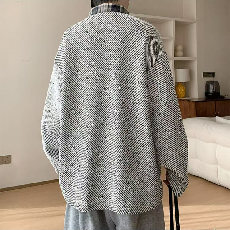 假兩件針織polo打底衫寬鬆大碼長袖t恤